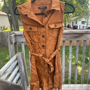 Tan romper with waist belt